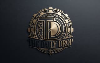 Gold Daily Drop monogram and wordmark on a charcoal background